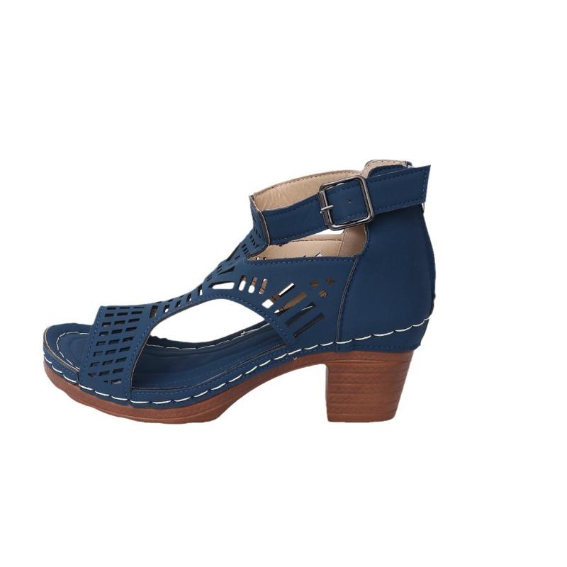 Sandales Romaines à Boucle Grande Taille pour Femmes, Talons Compensés Printemps Été, Chaussures de Mode Décontractées