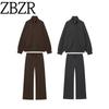 ZA New Arrival Women's ZR Fashion Wind Export Soft Zipper Sweatshirt Straight-leg Pants 3199153 3199154