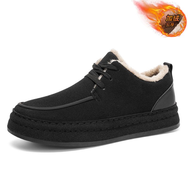 Winter new retro lace-up casual warm cotton shoes velvet thickened flat-bottomed snow boots 39