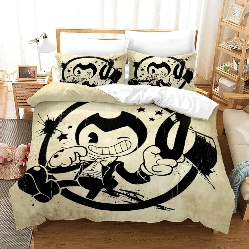 3D Printed Bendy N Ink Machine Bedding Set 3D Printed Suitable for Bedroom Duvet Cover Set With Pillowcases Kids Home Textile