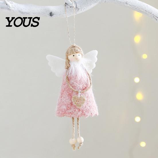 Reusable Christmas Ornament Tree Plush Angel Doll Ornament, Cute Small Soft Fabric Hanging Pendant for Thanksgiving Day Gifts, Holiday Party