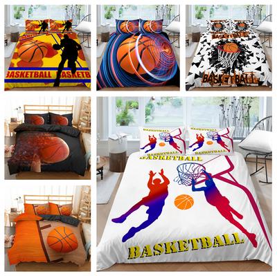 3D Basketball Series Bedding Set Sports Quilt Cover and Pillow Case 2/3 Pieces Suitable for Home Decoration of Boys' Basketball Lovers' Rooms