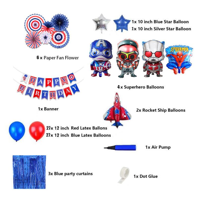 Super Birthday Suit Avengers Themed Party Decoration Spider-Man Captain America Balloon Suit