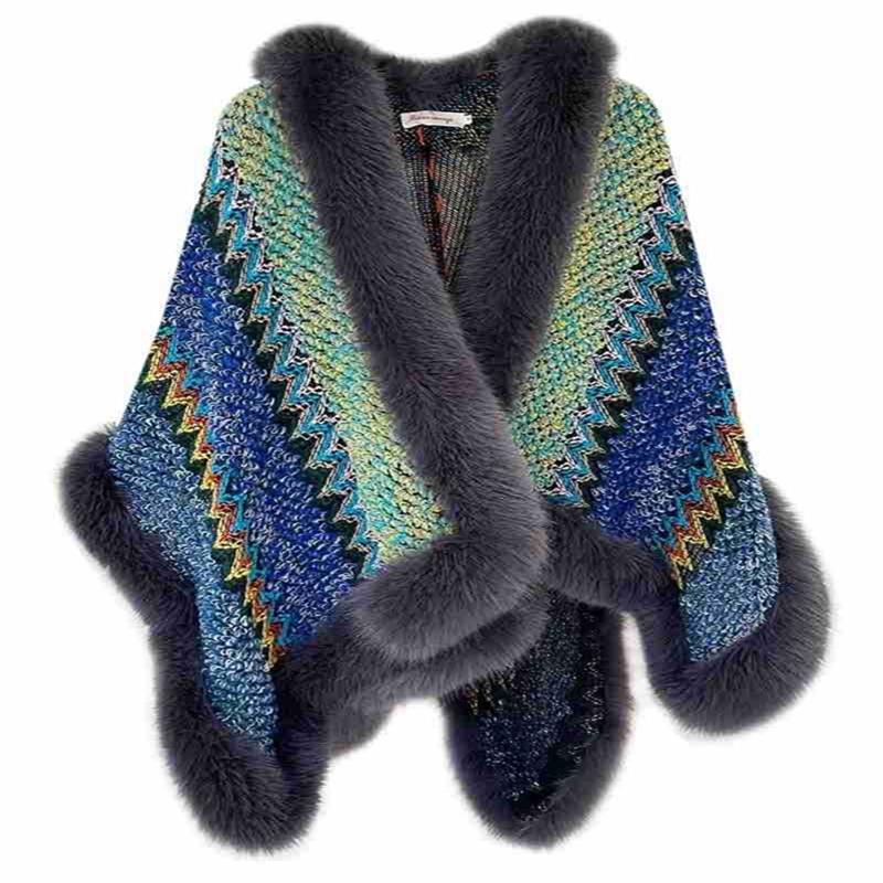 Rabbit Fur Shawl Women's Outerwear: New Autumn/Winter Fashion Cloak with Thickened Collar