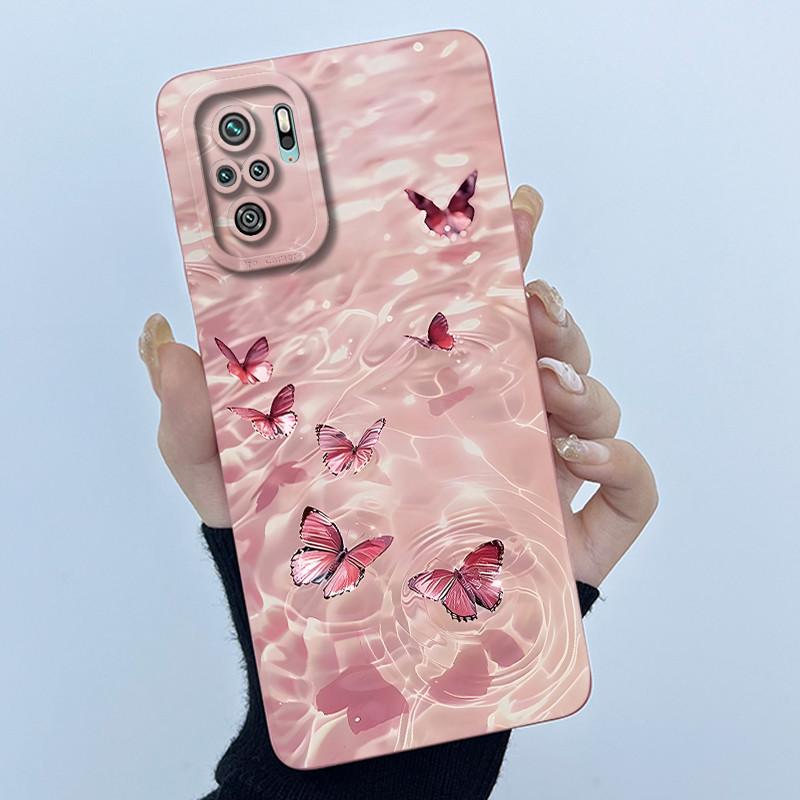 For Xiaomi Poco M5s Phone Case PocoM5s Cover Fashion Simplicity Butterfly Floral Soft Liquid Silicone Shell For Poco M 5s Fundas