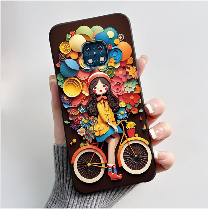 Jelly Color Simple Black Case For Nokia XR20 Popular Little Girl Viral Lucky Pattern Shell With Shockproof Bumper Soft Cover
