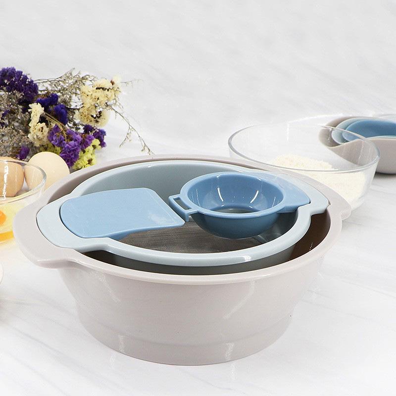 Multifunctional Baking Set: Flour Sifter, Scraper, and Egg Separator