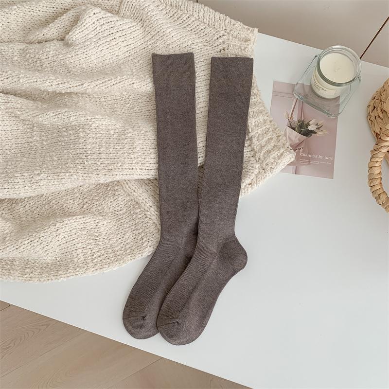 

Spring and Autumn Warm Wool Socks with Fine Stripes for Women To Look Slimmer. Winter Calf Socks with A School Style 1 pair кавовий