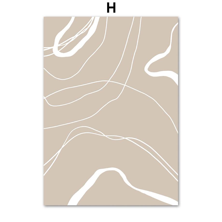 Beige Palm Wave Soft Feather Reeds Lines Nordic Posters Prints Canvas Painting Wall Art Pictures For Living Room Home Decor