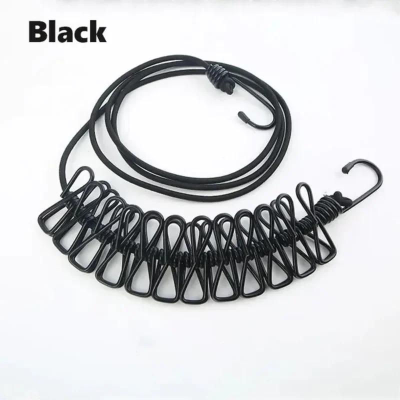 1 Pc Outdoor Portable 12 Clips Clothesline Multifunction Windproof Clothes Hanging Rope Camping Traveling Laundry Line