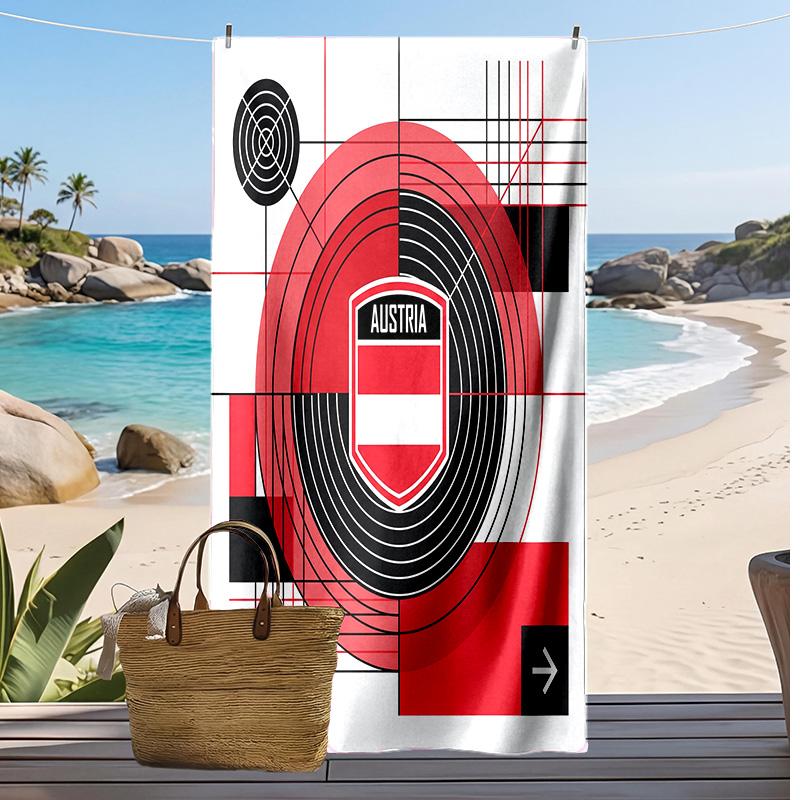 Asciugamano da Spiaggia con Stampa Calcio Austriaca Asciugatura Rapida Super Assorbente Morbido Asciugamano da Bagno per Nuoto Spiaggia Viaggio Souvenir Regalo