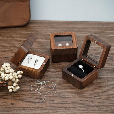 Drewniane Pudełko na Pierścionek Prezent Przenośne Ślubne Zaręczynowe Pudełko do Przechowywania Pierścionka Wielofunkcyjne