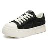 Spring black and white canvas shoes platform heightening casual big head shoes niche comfortable board shoes