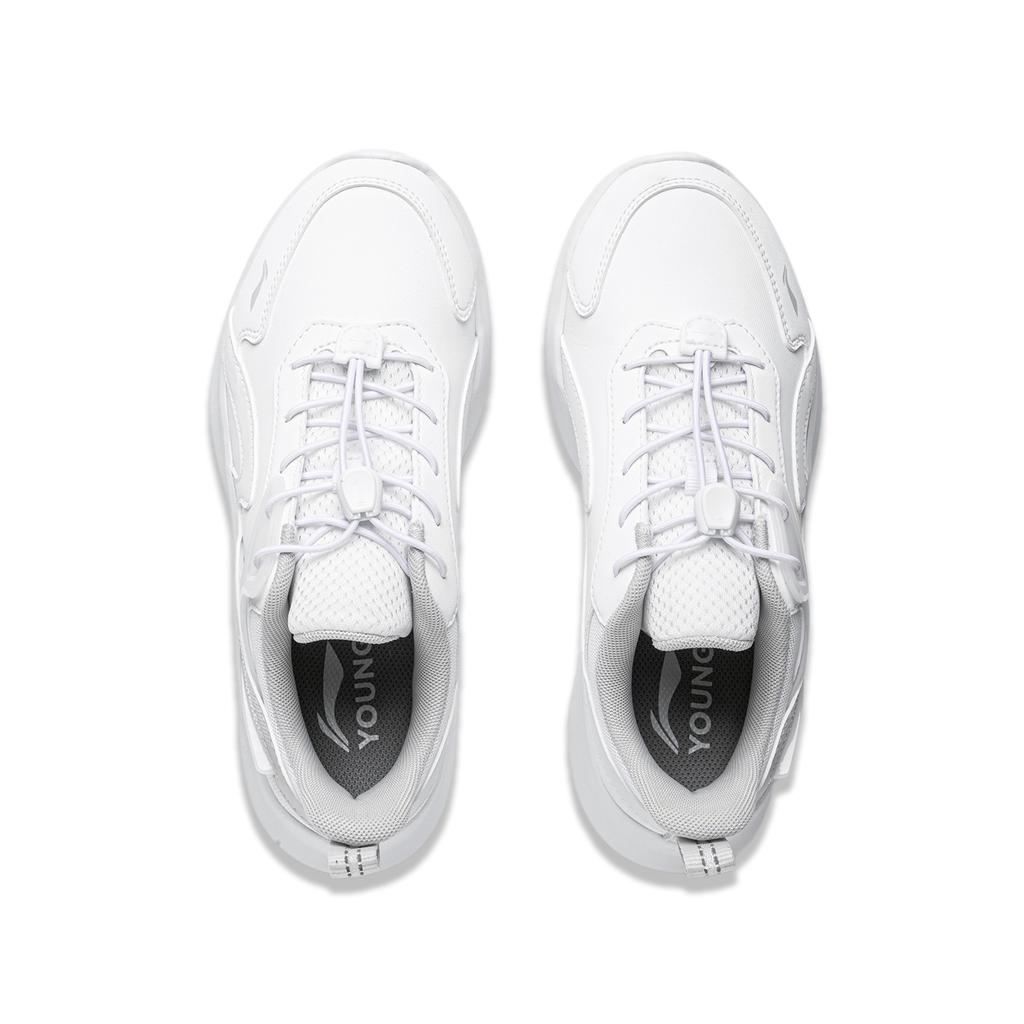 Li Ning Kids Sports Lifestyle Series Synthetic Leather Fashion Versatile Wear Resistant Lightweight Shock Absorption Low Top Casual Shoes YKCU162-15