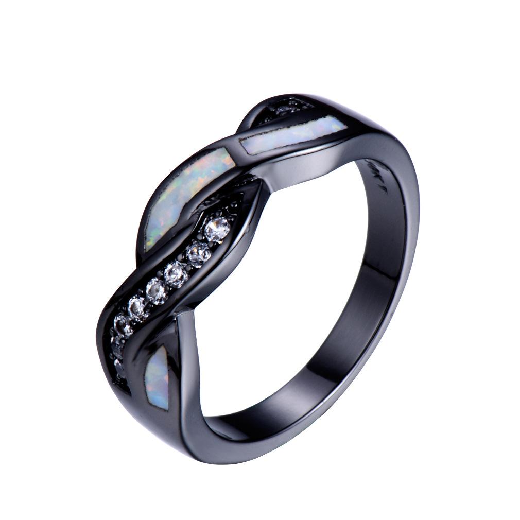 Fashionable European and American Style Black Gold Border with White Diamond Wrapped Ring for Men Simple and Personalized