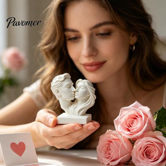 Couple Kissing Statue 3D Printed Hugging Statue, Modern Minimalist Art Sculpture Artistic Bust for Home Desk Shelf, Romantic Decor Ornament,