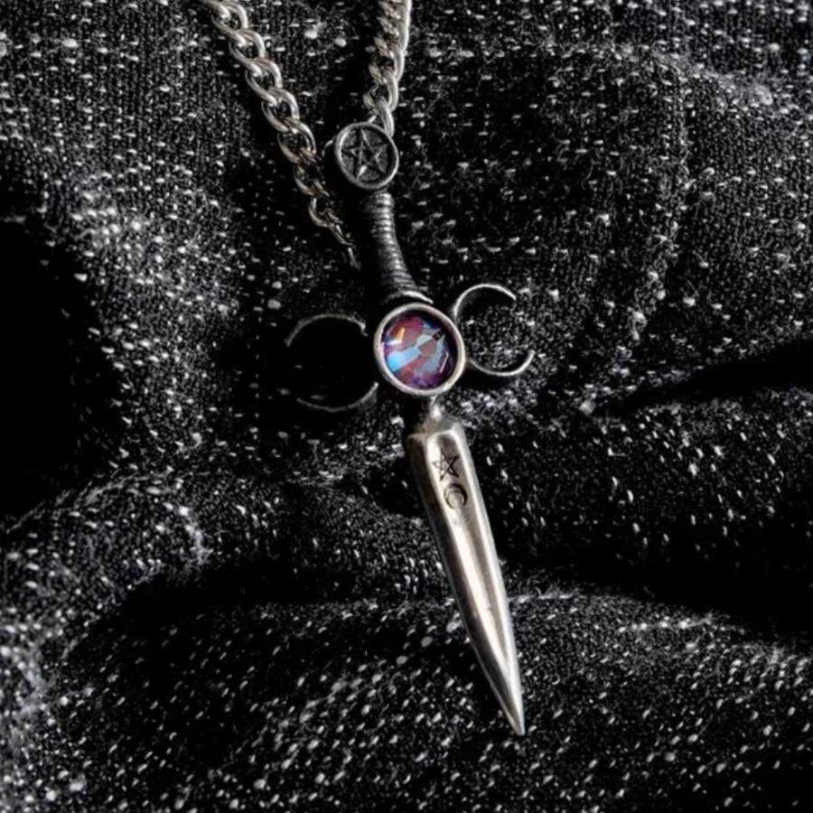 Pentagram Sword Pendant Necklace Men's Retro Punk Necklace Jewelry