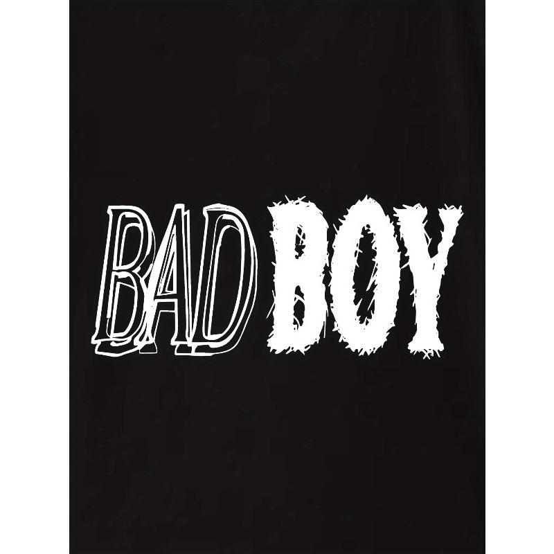 European Size Boys Round Neck Short Sleeved T Shirt with Unique English Print BADBOY
