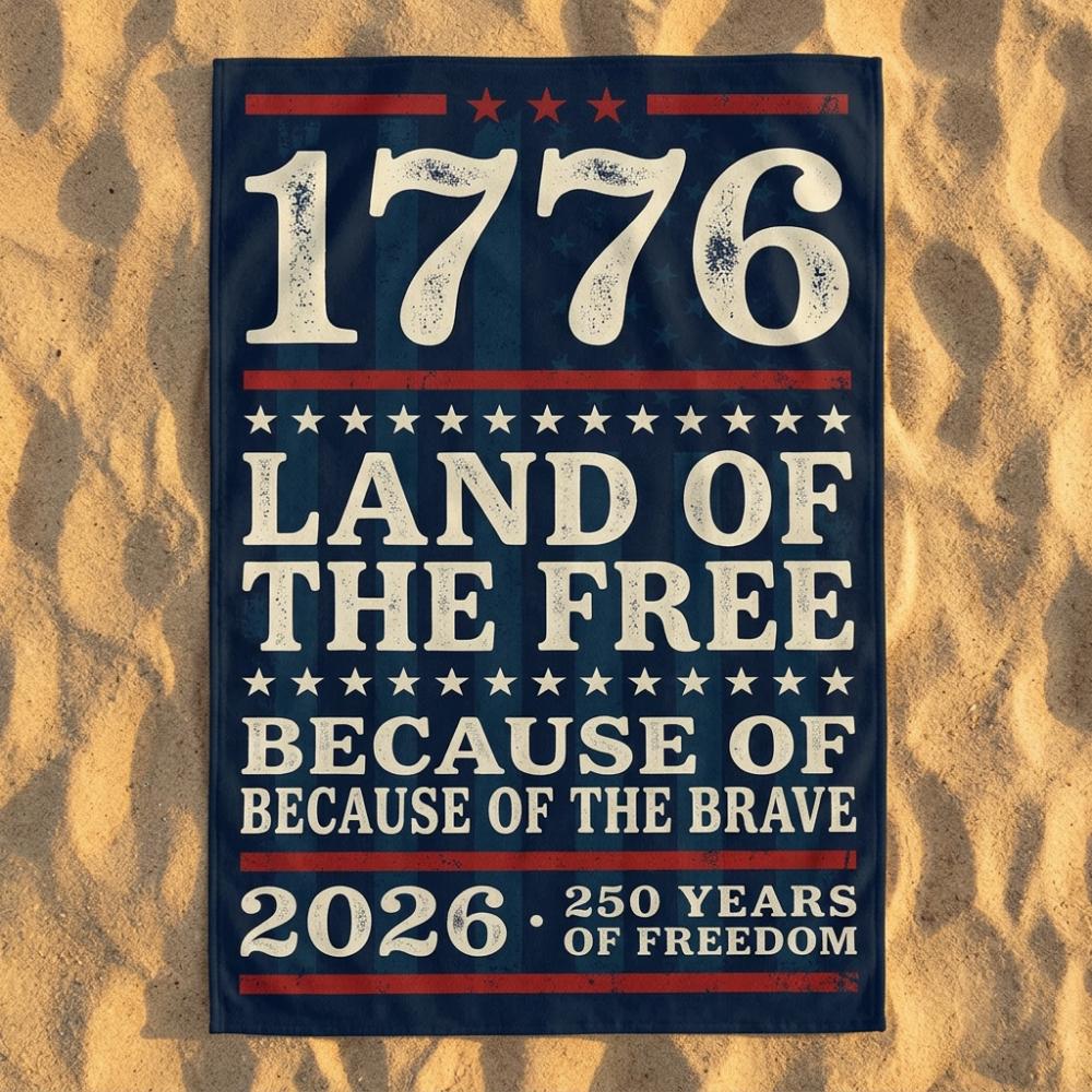 Vintage Patriotic Beach Towel 1776 Land Of The Free 250 Years Of Freedom American Flag Usa Independence Day Beach Towels 75x150cm