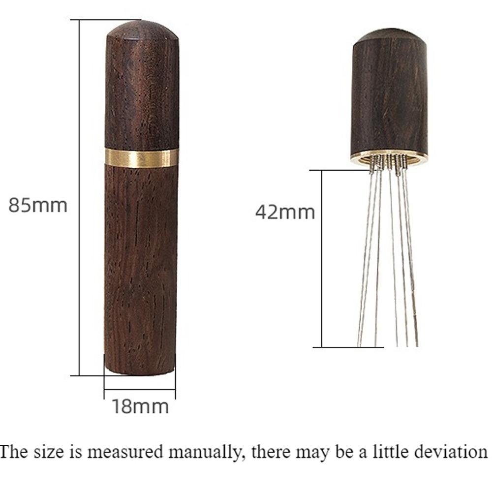 Stainless Steel Espresso Stirrer 6 Pin 0.4mm Espresso Dispensing Tool with Natural Solid Wood Handle and Stand, Rosewood/Ebony