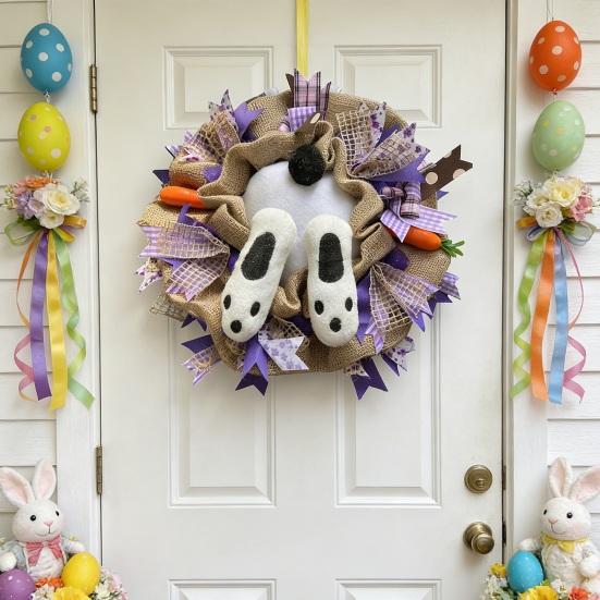 Easter Bunny Butt Wreath for Front Door Plush Rabbit Wreath with Bunny Ears for Spring Party Farmhouse Home Wall Decor