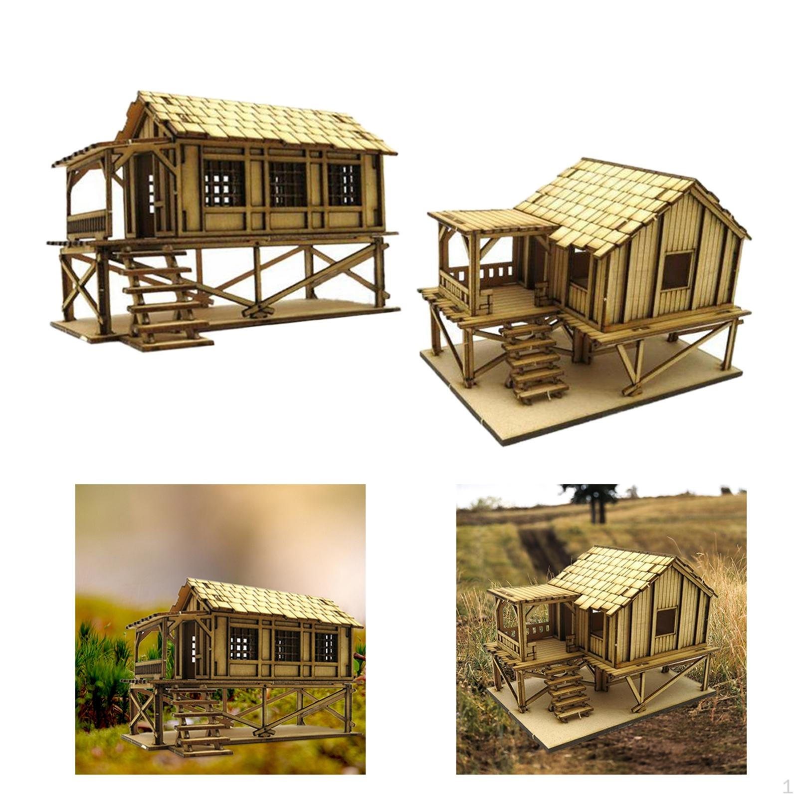 

Деревянный 3D-пазл из 2 частей 1/72 Хижина для архитектурной модели, песочный стол