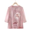 Elegant Chinese Style 3/4 Sleeve Blouse for Mature Women