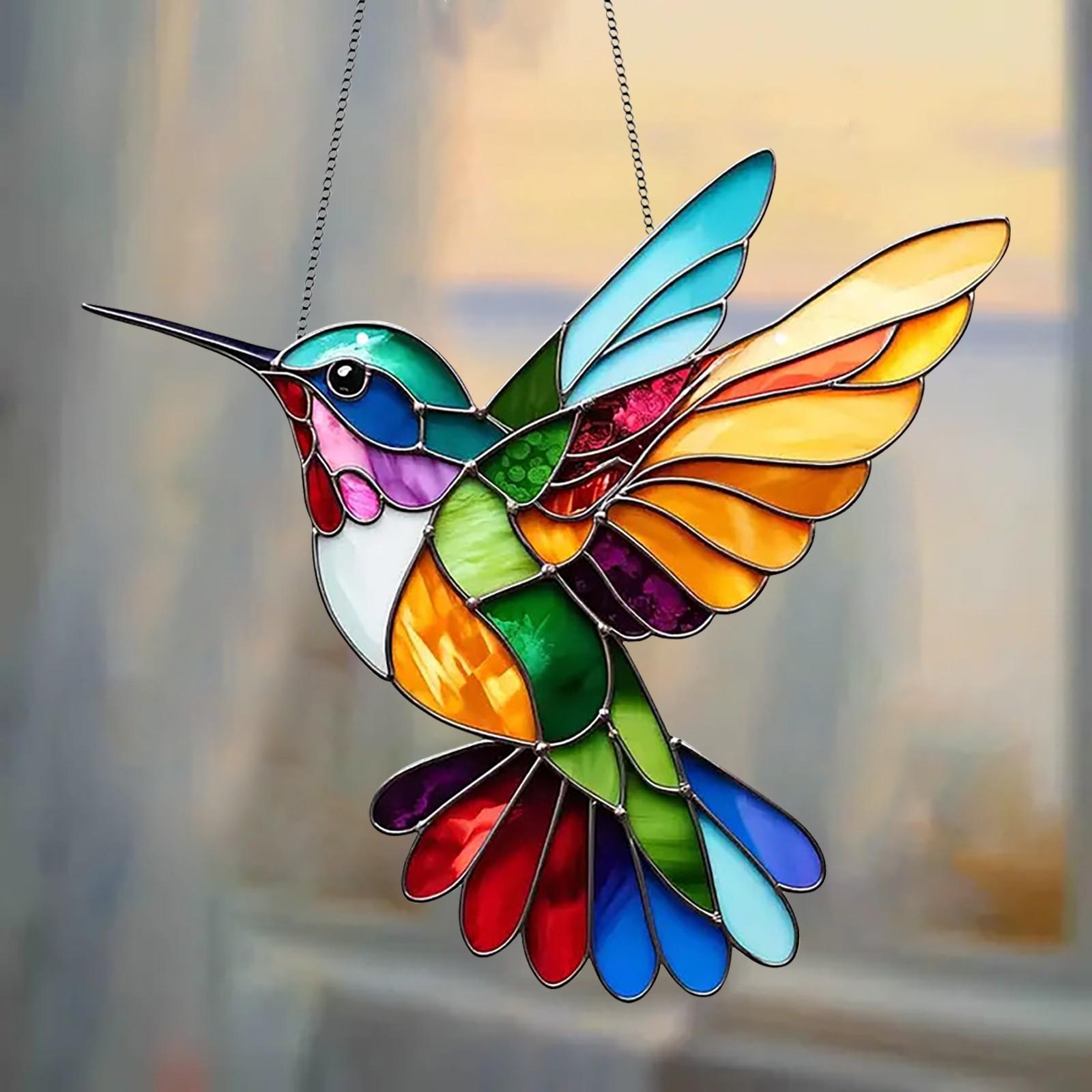 

Window Painted Birds Acrylic Pendant Colorful Sun-catching Hanging Suncatcher Decorations For Home Garden and Garden Suncatchers One Size разноцветный