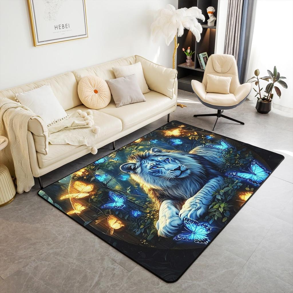 Spider Web Kids Area Rug,Black Spider Arachnid Insect Animals Indoor Floor Mat Entrance Rug for Boys Man Girls Women,Halloween Gothic Non Sl