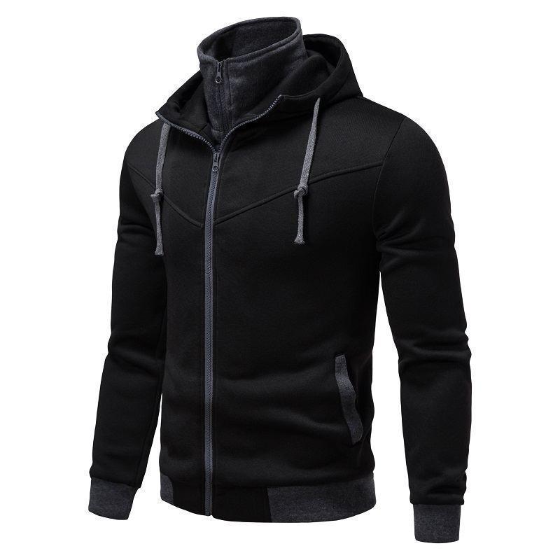 2025 Men's Fashionable Casual Two-Piece Slim-Fit Contrasting Color Hooded Cardigan Jacket