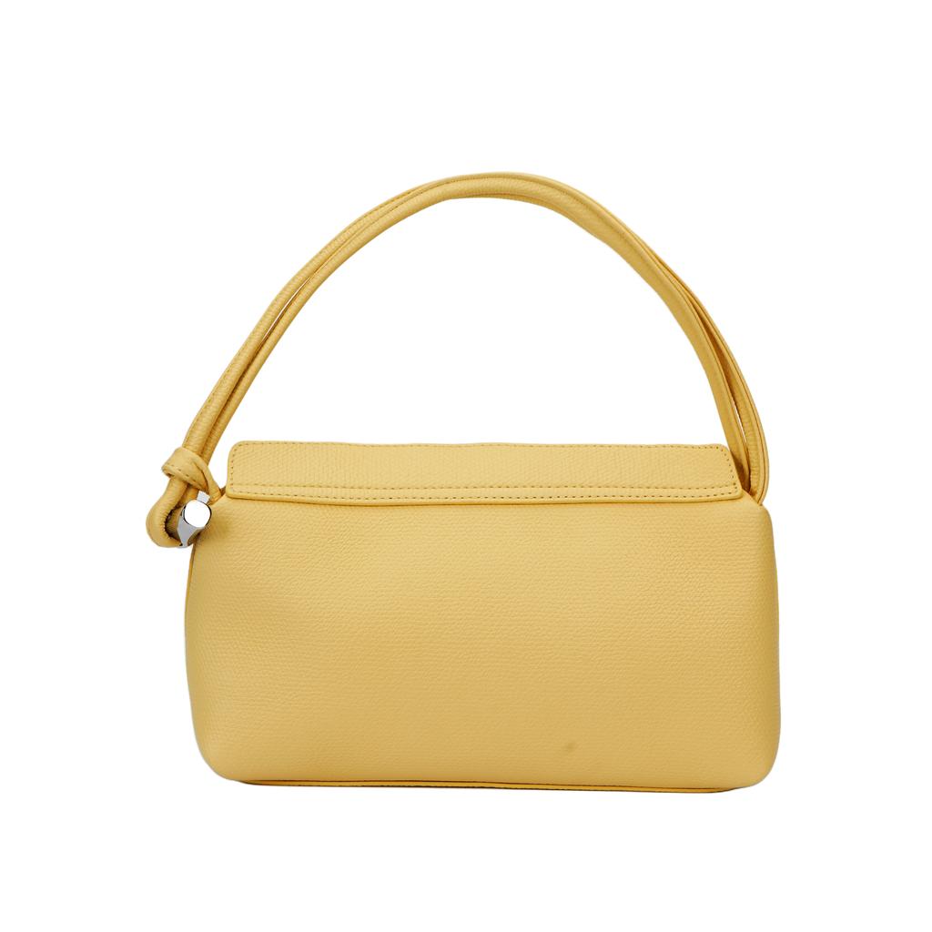 Longchamp Le Roseau Yellow Chick Solid Color Metal Hardware Shoulder Bag Leather Tote Bag Medium Women shoulder bag 10324HFPM12