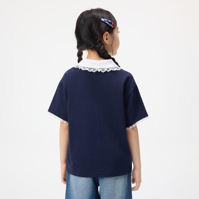 Girls' Embroidered Frill Collar Polo T-shirt