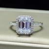 Cbtb Rectangular Moissanite Ring 925 Silver Engagement Quality Goods Jewelry