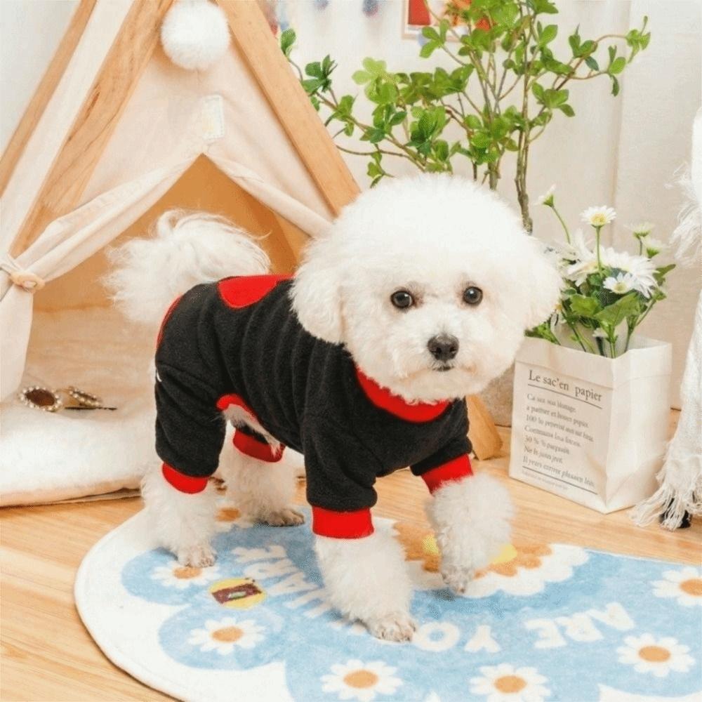 Fashion Warm Heart Pattern Dog Jumpsuit Polar Fleece Soft Dog Towing Suit Comfortable with D Ring Dog Pajamas Outdoor Walk