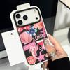 For iPhone 17 Pro Max Case Luxury Pink Cartoon Floral Pattern Leather Texture Silicone Cover For iPhone 16 Pro Max 15 14 13 12 11 16E Air