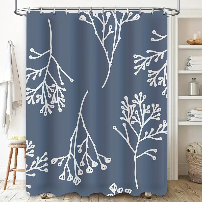 Modern stylish coral branch pattern shower curtain bathroom decor waterproof fabric bath mat curtains home textile art print des