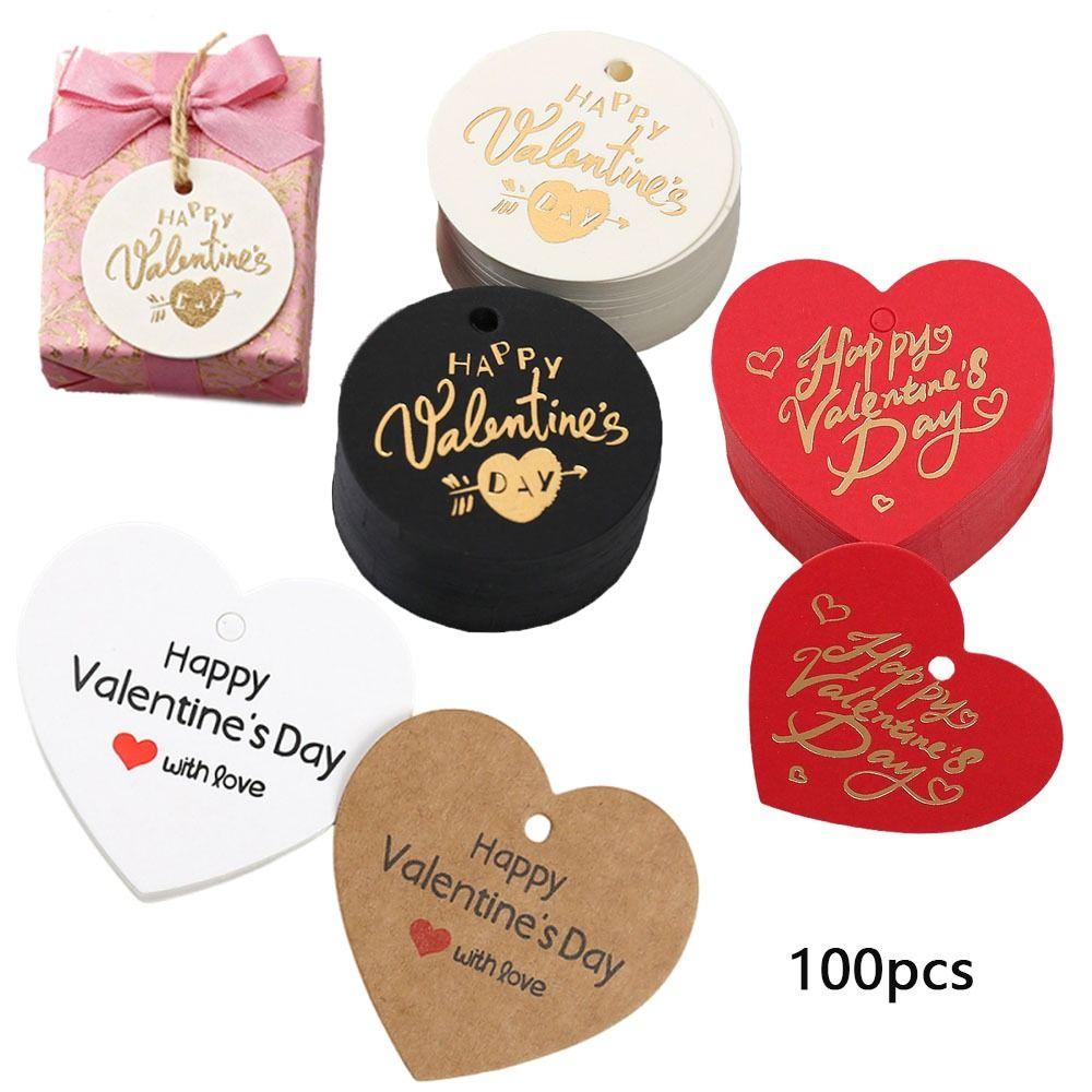 100pcs Hanging Decoration Gift Labels Heart Shaped Cards Hand Gift Hanging Tag  Party Label Stickers