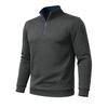 Autumn Winter Men's Solid Color Plaid Hoodie Fashion Stand Collar Half Zipper Casual Sweatshirts Men Loose Pullovers