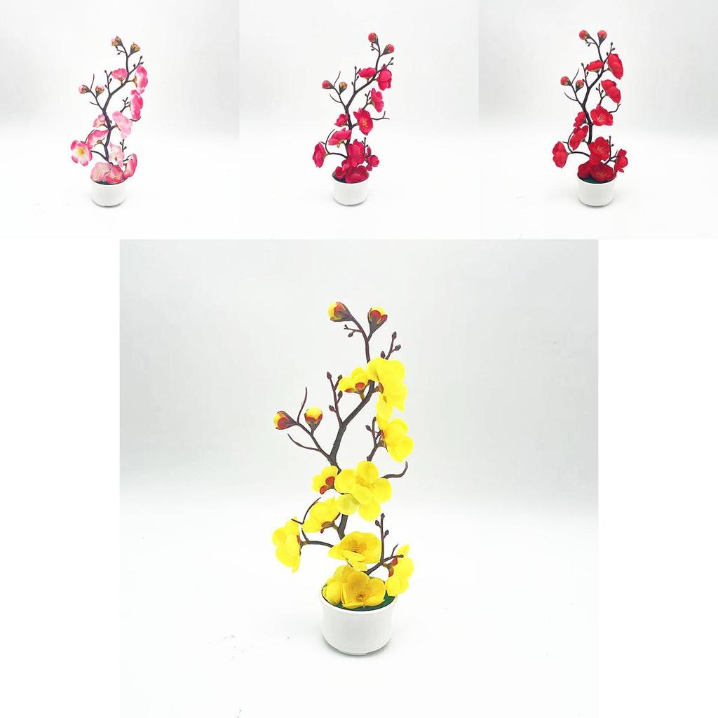 Faux Plum Blossom Miniature Bonsai Pot For Indoor Photography And Home Decoration