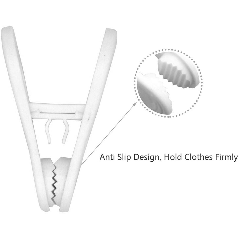 25 Pcs Plastic Towel Clips Bright Color Multi-purpose Windproof Clothespin Clothes Drying Hanger for Clothesline Utility (White)
