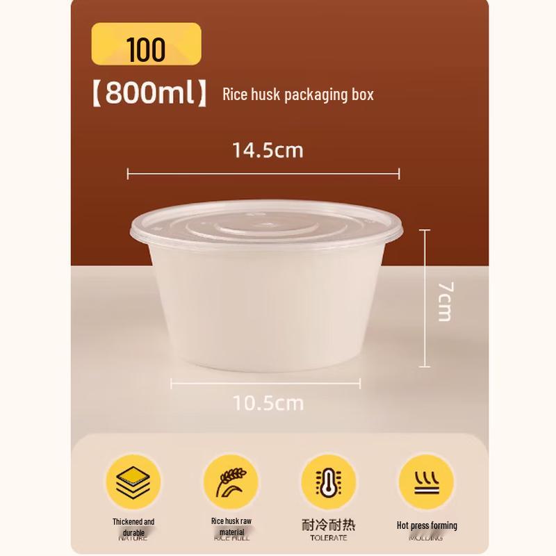 

800ML Eco-Friendly Disposable Food Containers (100-Pack)