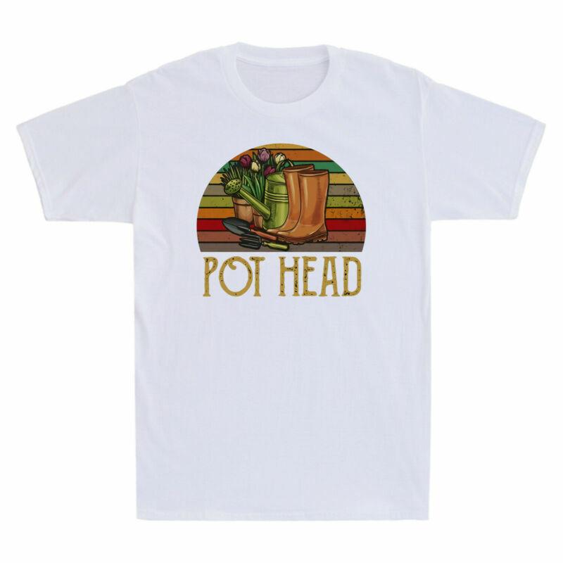 Gardening Tshirt Pot Unisexs Black Sunset Tee Vintage Flowers Cotton Retro Head