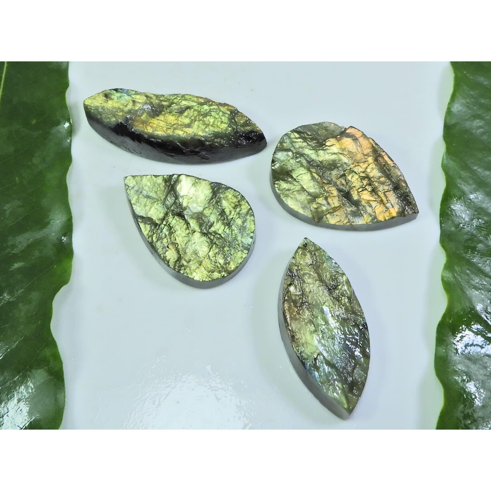 

21X30-15X39MM Natural Multi Labradorite Durzy Cabochon Gemstone 4PCS Lot LL-926