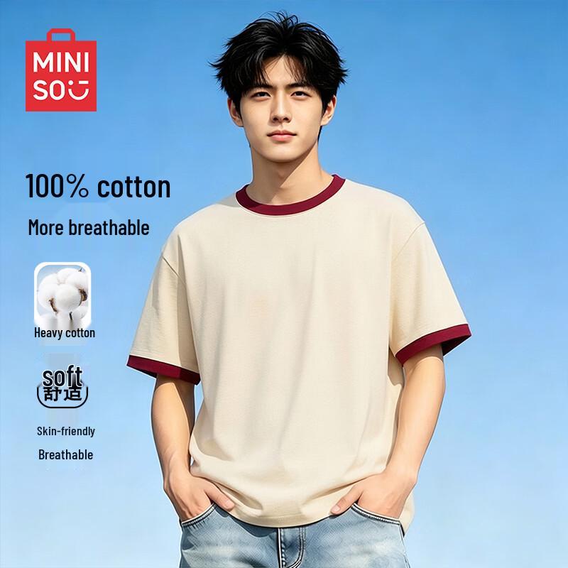 MINISO Men s Retro High Street Casual Short Sleeve T-Shirt L