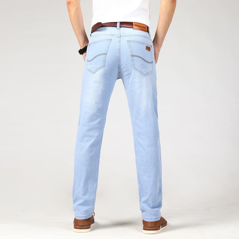 Marke Herren Dünne Jeans Sommer Neuer Stil Business Casual Slim Fit Elastisch Klassischer Stil Hosen Himmelblaue Hose Herrengröße 28 -