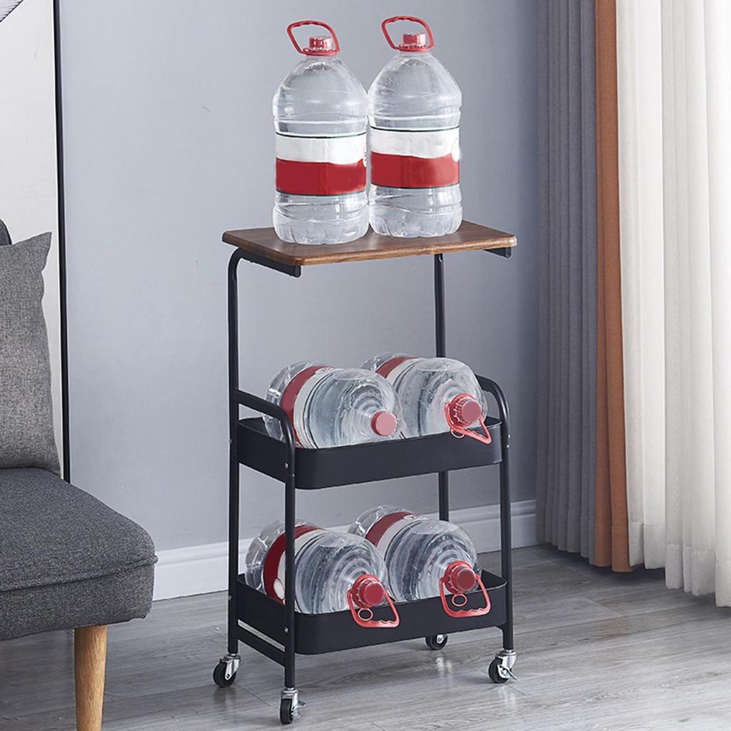 3 Tier Slim Storage Cart Mobile Trolley on Wheel Top Small Table Slide Out Organizer Rolling