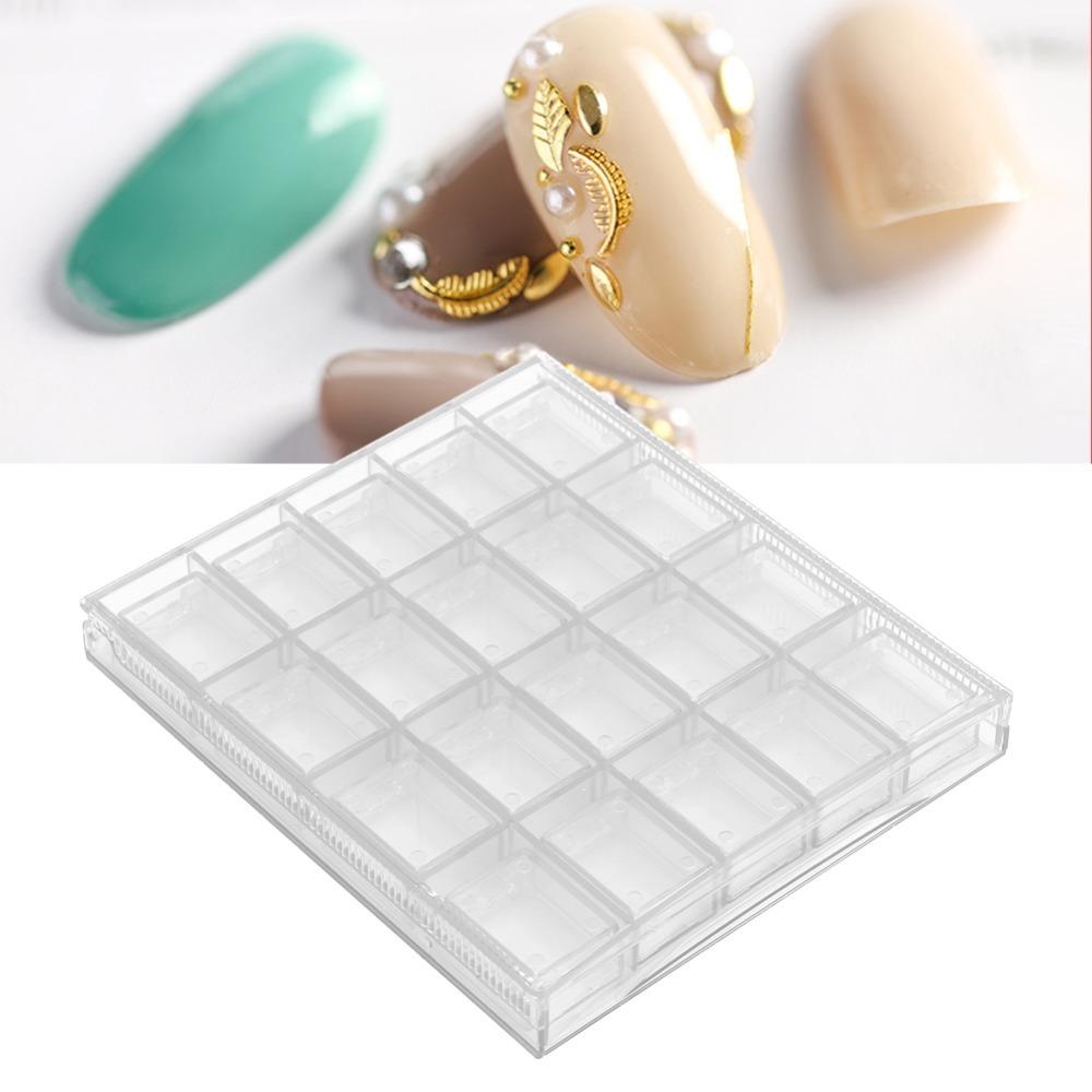 20 Grids Transparent Nail Art Organizer Nail Charm Storage Box  Desktop small parts organizing чистый