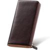 [MUGEN KANDA] Men's Genuine Leather Long Wallet with L-Shaped YKK Zipper, RFID Protection, Large Capacity, 12 Cards, Slim Design, Gift-Ready