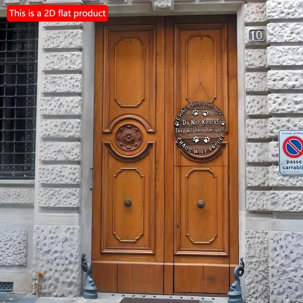 1 buc Semne Decorative Plate 2D Vintage cu Câine Rotunde din Lemn - 20cm, Semn pentru Animal de Companie, Semn din Lemn, Semn pentru Ușa de la Intrare, Decor pentru Casă, Semn Amuzant din Lemn Agățat pentru Casa Animalului de Companie