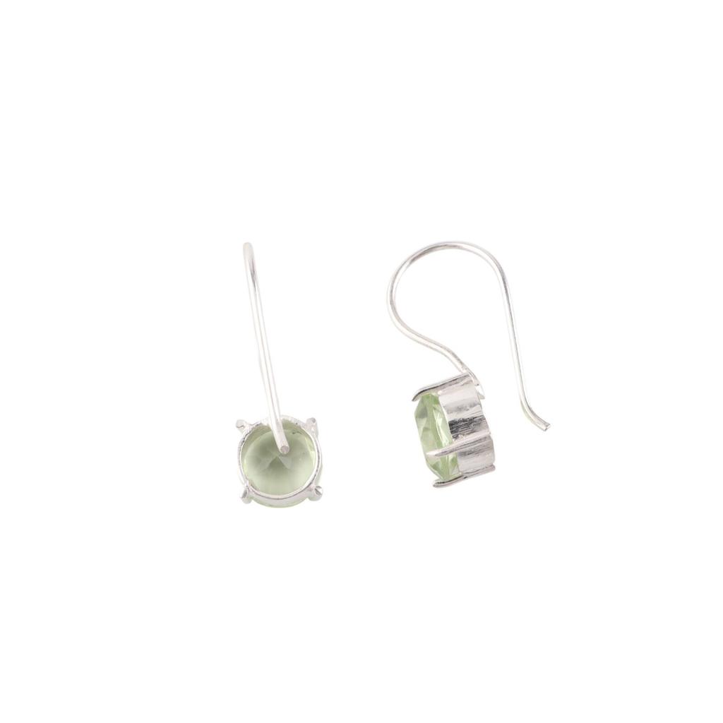 Green Amethyst Gemstone 925 Sterling Silver Jewelry Handmade Hook Earrings 0.92" EE-174-14